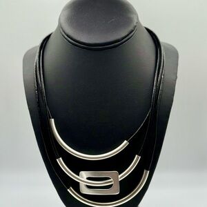 Elegant Silver and Black Necklace